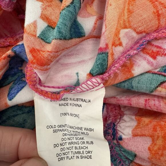 Anthropologie Abel The Label High Low Dress Women's Medium Floral Pink Tropical - Picture 14 of 14